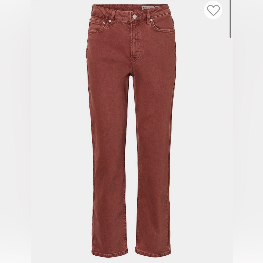 NWOT VERO MODA Sara Straight-Leg Ankle Jeans Burnt Orange Stretch Size 28